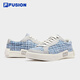 
FILAFUSION FilaFUSION Canvas Shoes Small Flavor Women's Shoes 2025 Autumn New Checked Spliced Board Shoes Quiet Gray/Milky White-QA 37.5
