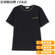 Montagut Light Luxury Summer Camiseta de manga corta para mujeres Nuevo algodón de algodón puro Contraste de encaje de cuello redondo Top de talla de talla grande Camino de café de verano 9892 L 100-115Jin [Jin iguala 0.5 kg]