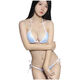 Fangluyu sexy triangle blue and white striped three-point bikini swimsuit cute student thong women's underwear set tops and pants