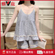 
Yalu gentle wind pajamas for women in summer suspender cloud cotton thin sweet mist blue with chest pad student home clothing set 9904 bean paste color [with chest pad removable] 2XL [recommended weight 125-145Jin [Jin equals 0.5 kg]]