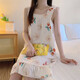 
Luichen summer suspender pajamas women's dress cute nightgown girl high school student cotton gauze thin home clothing MJF_ MJF_9272# vest skirt Cherry bear M 160