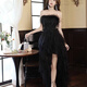 Thé xiao une robe de soirée noire 2025 Nouveau style femelle banquet dames robe niche jour adulte cadeau photo principale m