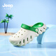 
JEEP Jeep Children's Cave Shoes Summer Boys Slippers Outdoor Girls Two Wear Soft Sole Beach Shoes White and Green 36-37