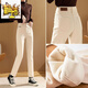 Jeans de terciopelo de primer diámetro para mujeres que usan un nuevo estilo de invierno Pantalones de algodón de caqui de caqui de patas de caza anchas hebillas de color caqui [terciopelo agregado] 13588 engrosado 26 (80 a 95 Jin [Jin equivale a 0.5 kg])