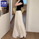 Romonbee White Ice Seidenrock und Hosen für Frauen im Sommer Dünn 2025 NEU NEU SCHOOPING Fairy Casual Bods Wide-Big Hosen Hosen Off-Weiße L schlägt 120-135jin vor [Jin ist 0,5 kg]