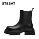 Saturday;ST/SAT women's boots Chelsea boots 2025 autumn and winter new thick-soled women's short boots chimney boots SSD4116CAV black 37