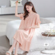LAMIU nightgown (LAMIU) nightgown for women summer pure cotton ladies summer short-sleeved summer style ceremonial sexy pajamas for women 2025 new style YBZ653 smoke blue lace collar M