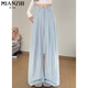 Cotton-Zhiyi Seidendünnmilch Fleece Anzug Weitbeinhosen für Frauen im Sommer 2025 neue kleine hohe Taille Lose Casual Hosen 164 Schwarz [hohe Qualität 26,5] L 110-125jin [Jin entspricht 0,5 kg]