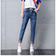Jeans rasgados de Suowanyi para pantalones recortados para mujeres 2025 Spring and Summer Nuevo estilo coreano Pantalones de la cintura elástica pantalones delgados para mujeres 9901 azul claro 26