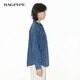 Bagpipe Bagpipe 2025 Autumn New Dark Blue Retro Denim Shirt Women's Layered Small Shoulder Soft Top Denim Lan XS 150