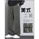 Mr. Bu American work pants for men in spring and summer new loose straight paratrooper pants army green charge sports wide-leg casual pants 9856 army green M 90-105Jin[Jin equals 0.5 kg]