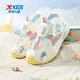 Xtep Children's Beach Shoes Summer Girls and Toddlers Knob Buckle Easy to Put on and Take Off Hollow Breathable Fashionable Versatile Sandals Moon Blue/Vanilla Yellow 30