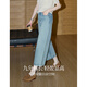 KUHNMARVIN Washed Blue Wide Leg Jeans Women's 2025 Summer New Small-Style Friendly Crispy Pants K38103 Blue L