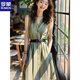 ROMON military green dress 2025 summer new light luxury high-end feeling to cover the flesh to make you look slimming this year's popular skirt for women Green belt L 115-130