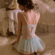 
Tonight Hexi sexy corset women's new French lace suspender body shaper beauty back qqny uniform temptation custom style: Qingyu Mint (corset + T-trousers) M