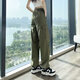 Pantalon de travail de dopamine simple décontractée pour les femmes en printemps et en été cordon hip-hop mince-feel large pantalon de plancher
