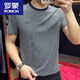 罗蒙（ROMON）2025年夏季新品圆领条纹短袖男士T恤休闲半袖修身打底衫运动t恤潮 9901黑色 M 建议90-115斤