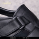 Rowilcs Marke Sandals Herren Sommer Neue hohle Lederschuhe für Männer dicker Sohle nicht rutscher Kopf atmungsaktives lässiges Lochschuhe Leichtes Schwarz 39