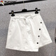 Woodpecker (Tucano) 2025 pantalon et jupes minces d'été pour les femmes Version européenne décontractée lâche denim polyvalent les jupes courtes hautes hautes taille largeur A-line aire blanche tendance e 9207 m 100jin [Jin équivaut à 0,5 kg] -110jin [Jin est égal à 0,5 kg]
