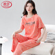 Langsha High-End-Pyjamas für Frauen reine Baumwoll-Kurzärmel-Hosen Süß und können außen mit dünnen Kleidungsstücken für Frauen mit dünnem Baumwoll-Kleidungsstück getragen werden Z9721 M [empfohlen, 80-100 Jin zu sein [Jin gleich 0,5 kg]]]
