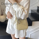 Dadong Dadong Korean lychee pattern small bucket bag for women 2025 new casual simple crossbody bag daily commuter mobile phone bag yellow follow the store for free