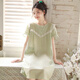 Yalu-Nachthemd für Frauen, Sommer-Prinzessin-Stil kurzärmelig 2025 Sommer neuer Pyjamas reines Baumwoll Gaze Sweet Girl Cotton Home Kleidung 3893 Lila M (Empfohlen 98-110Jin [Jin gleich 0,5 kg]))