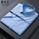 Yager flagship official store short-sleeved shirt for men business casual professional loose fashion versatile formal wear free iron solid color white DX6626 blue plaid 41