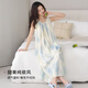 Cat man with chest pad nightgown for women for summer thin modal cotton pajamas casual dress large size home clothes can be worn outside 52608 apricot blue smudge [with chest pad] L [recommended 100-120 Jin [Jin equals 0.5 kg]]