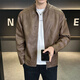 
AEMAPE high street style puffy and handsome windproof casual leather jacket for men 2025 spring and autumn new British style youth work top Coffee L