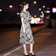 Homesee overseas light luxury high-end dress printed silk dress for women short-sleeved mid-length version temperament waist-hugging mulberry silk skirt picture color 2XL 121-130Jin [Jin equals 0.5 kg]