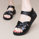 Dugu Jialuo Velcro Sandals 2025 new non-slip comfortable summer mother shoes breathable middle-aged and elderly flat sole large size black-683 top layer cowhide + rubber soft sole 38
