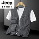 Jeep Spirit Rápido secado para hombres Vest de ropa de trabajo para hombres, verano y luz de otoño y deportes delgados y chaleco de bolsillo múltiple sin cuello de gran tamaño gris oscuro M 100-120Jin [Jin equivale a 0.5 kg] desgaste