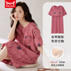 MiiOW new pajamas, summer women's short-sleeved mid-length pajamas with breast pads, cotton summer pure cotton home clothes, can be worn outside X-12532 Comes with breast pads, no need to wear Bra