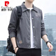 
Pierre cardin 2025 new men's lapel jacket retro jacket thin shirt suede spring and autumn gown youth clothes [Autumn and winter style] K12806 black [quality plus M