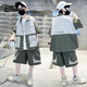 Disney (Disney) Jungen Sommeranzug 2025 Neue mittlere und große Kinder Sommerkurzärmel-Hemd lässig zweiköpfige Jungen Sommerstil Trendy 679 Green 120 cm