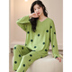 Pajamas modal pour les femmes Modal Large taille 200 Jin [Jin est égal à 0,5 kg] Fat à manches longues pantalons vêtements de maison Spring and Automne Thin Ice Silk Casual Casual Suit 3882 5xl (200-220 Jin [Jin est égal à 0,5 kg]))