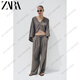 Zara Summer New TF Damen Asymmetrisches Design V -Ausschnitt Weites langes Offizielles offizielles Flaggschiff authentisch dunkelgrau XS -S (165/84)