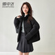 Snow Flying Down Jacket for Women Short 2025 Autumn and Winter New Thickened Warm Stand Collar Small Bread Jacket Coat Gray M (160)