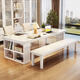 Mark Mu Liangpin Massivholz Tisch Esstisch Integrated Long Table Study Tisch Konferenz Tabelle Großer Board Tabelle C9904 Grau 2,0 m