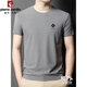 Pier Cardin High-End Mulberry Seide Kurzärärmelte T-Shirt für Herren Sommer neuer runder Nacken Feste Farbe Dünne Mode vielseitig großer Größe Casual T-Shirt 13578 Grau M 165 [Empfohlen 100-120 Jin [Jin entspricht 0,5 kg]]