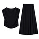 
Vanciman design sense T-shirt suit skirt for women in summer new waist top skirt high-end two-piece set black XL
