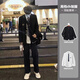 An Chuxia dk uniform college style suit suit men's loose handsome student graduation season adult dress badge suit jacket black suit + white shirt + casual trousers + tie XL + badge recommended 120-140Jin Jin equals 0.5 kg