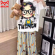 Catman (Miiow) Koreanischer Pywon-Pyjamas für Frauen im Sommer kurzärmelige lange Hosen Cartoon Curly Hair Girl Home Kleidung Großgröße zweiteiliger Set für Außen-Cartoon-Mädchenanzug (Empfohlen 110 ~ 125 Jin [Jin gleich 0,5 kg]))