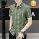 Playboy (PLAYBOY) high-end new 2025 summer men's short-sleeved shirt trendy handsome ice silk inch clothes thin cool shirt 7027 black M 90-110Jin [Jin equals 0.5 kg]