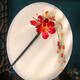 LiWO (LIWO) new Chinese style headdress bride morning robe Hanfu pink flowers ancient style red hair accessories versatile cheongsam hairpin bride red suit