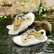 JEEP Children's Sandals 2025 New Baotou Sandals Soft Bottom Girls Beach Shoes Summer Outdoor Wading Shoes Khaki Brown/Ivory White 34 The inner length of the shoe is about 22.9cm