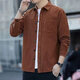 Corduroy long-sleeved shirt for men spring and autumn new workwear multi-pocket top casual shirt jacket retro style gray 2XL