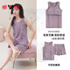 Yalu chest pad vest shorts pajamas for women 2025 summer pure cotton sleeveless cartoon large size home clothing suit chest pad vest-F9856 M women--