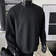 Homlean solid color simple sweatshirt men's autumn design loose and versatile casual long-sleeved t-shirt bottoming shirt HW27 black 3XL