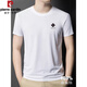 Pier Cardin High-End Mulberry Seide Kurzärärmelte T-Shirt für Herren Sommer neuer runder Nacken Feste Farbe Dünne Mode vielseitig großer Größe Casual T-Shirt 13578 Grau M 165 [Empfohlen 100-120 Jin [Jin entspricht 0,5 kg]]
